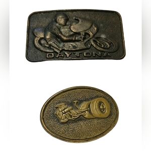 2 Vintage Brass Belt Buckles